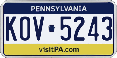 PA license plate KOV5243