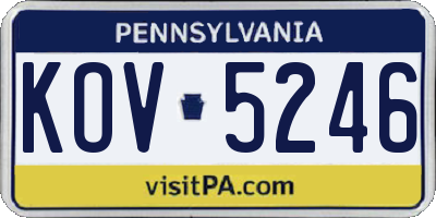 PA license plate KOV5246