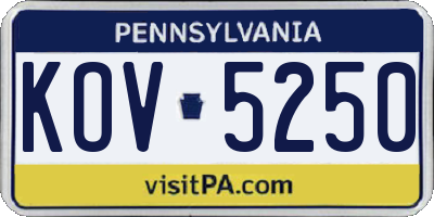 PA license plate KOV5250
