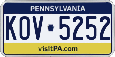 PA license plate KOV5252