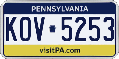 PA license plate KOV5253