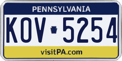 PA license plate KOV5254