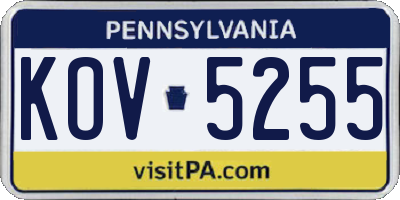 PA license plate KOV5255