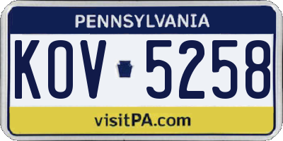 PA license plate KOV5258