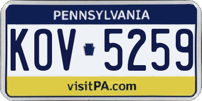 PA license plate KOV5259
