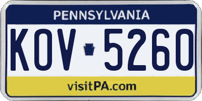 PA license plate KOV5260