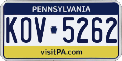 PA license plate KOV5262