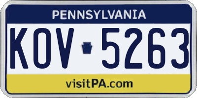 PA license plate KOV5263