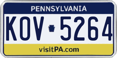 PA license plate KOV5264