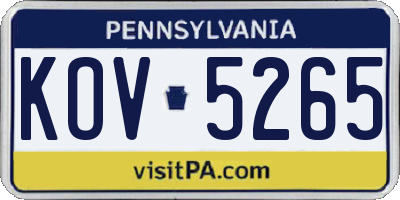PA license plate KOV5265
