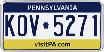 PA license plate KOV5271