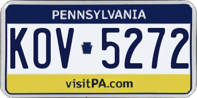 PA license plate KOV5272