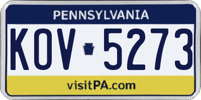 PA license plate KOV5273
