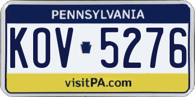 PA license plate KOV5276