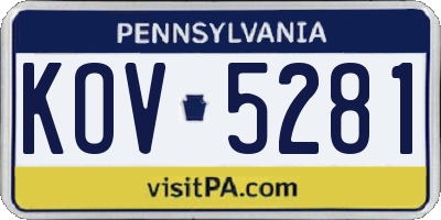 PA license plate KOV5281