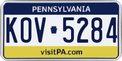 PA license plate KOV5284