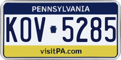 PA license plate KOV5285