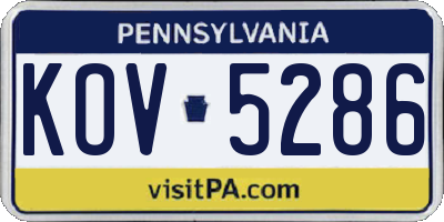 PA license plate KOV5286