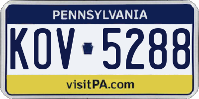 PA license plate KOV5288