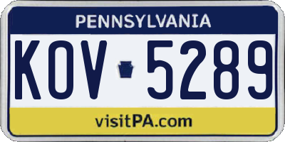 PA license plate KOV5289