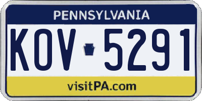 PA license plate KOV5291
