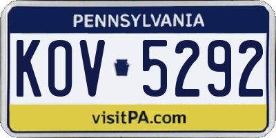 PA license plate KOV5292