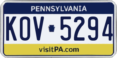 PA license plate KOV5294