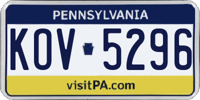 PA license plate KOV5296