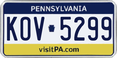 PA license plate KOV5299