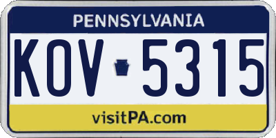 PA license plate KOV5315