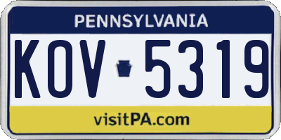 PA license plate KOV5319