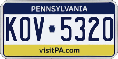PA license plate KOV5320
