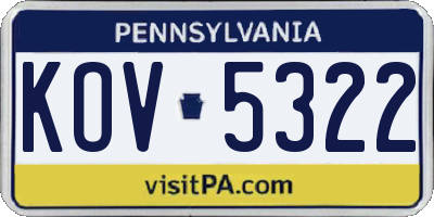 PA license plate KOV5322