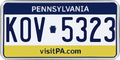 PA license plate KOV5323