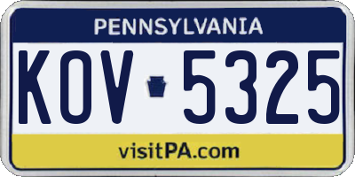 PA license plate KOV5325