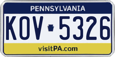 PA license plate KOV5326