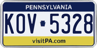 PA license plate KOV5328