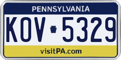 PA license plate KOV5329