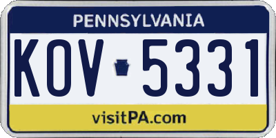 PA license plate KOV5331