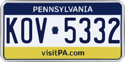 PA license plate KOV5332
