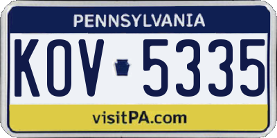 PA license plate KOV5335