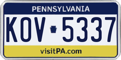 PA license plate KOV5337