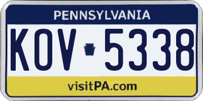 PA license plate KOV5338
