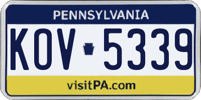 PA license plate KOV5339