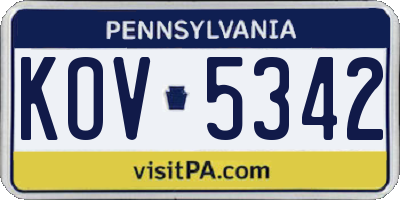 PA license plate KOV5342