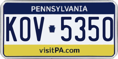 PA license plate KOV5350