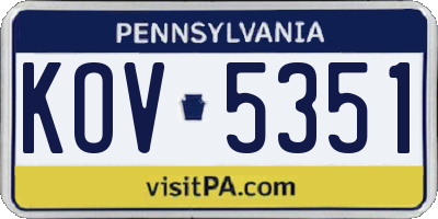 PA license plate KOV5351