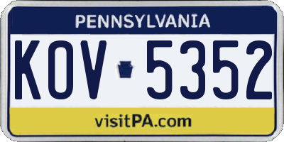 PA license plate KOV5352