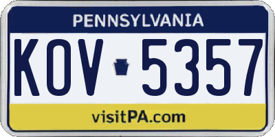 PA license plate KOV5357