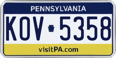 PA license plate KOV5358